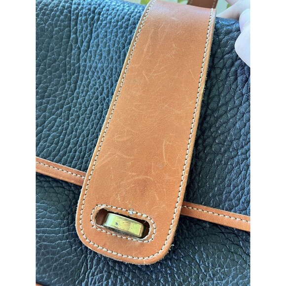 Vintage 90s Dooney & Bourke Navy Blue AWL Leather Equestrian Crossbody Bag - Picture 6 of 15